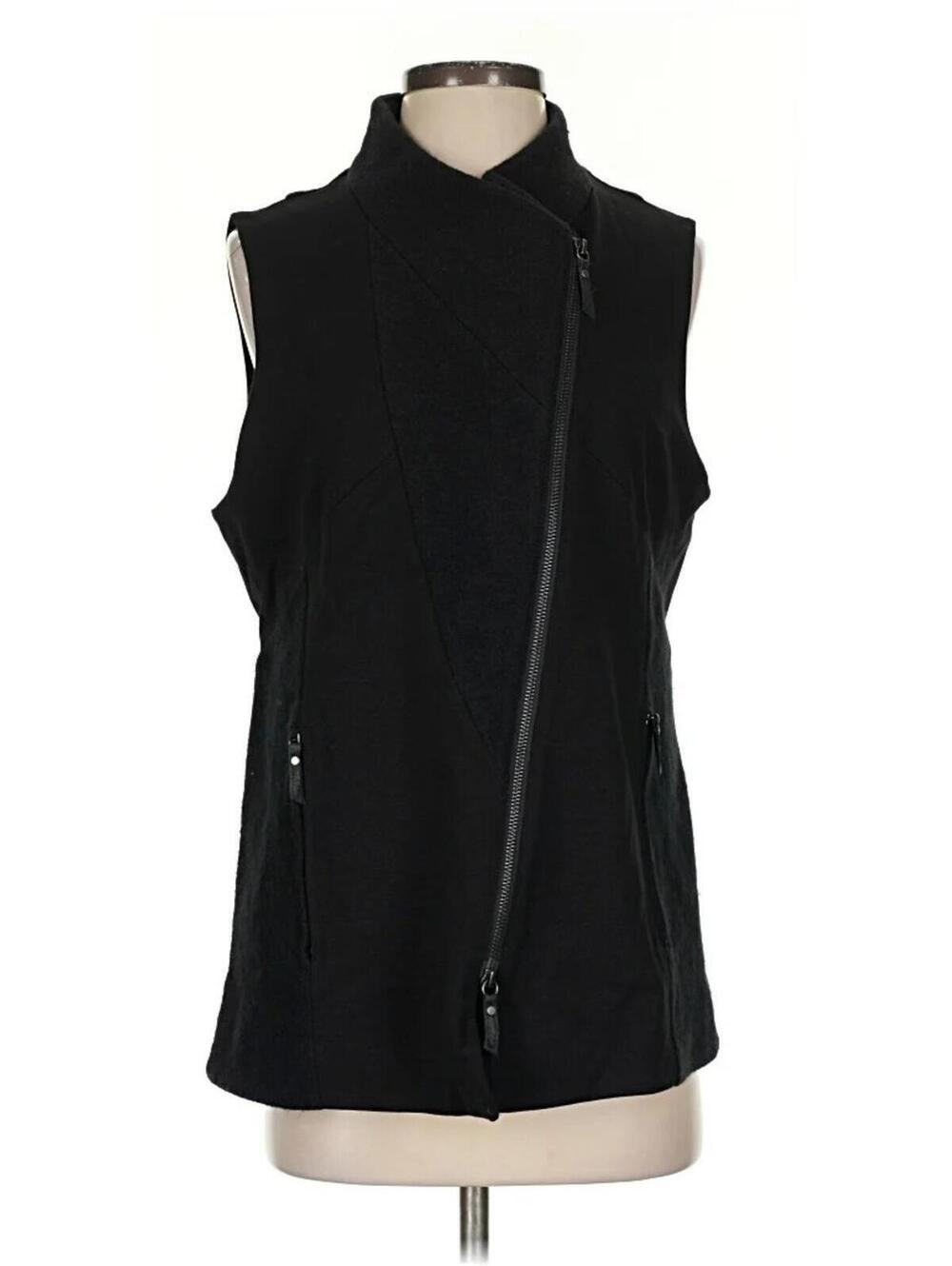 NWT Eileen Fisher Viscose Stretch Lightweight Organic Cotton Blend Vest Sz L Blk